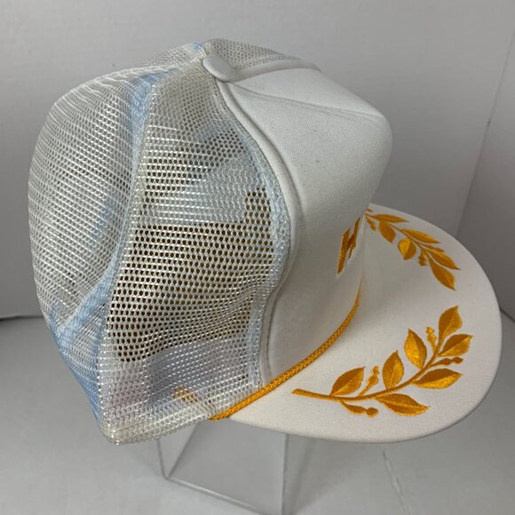 Vintage HAWAII HAWAIIAN Headwear Embroidered Gold Leaf & Rope Snap Back Hat - Picture 4 of 11